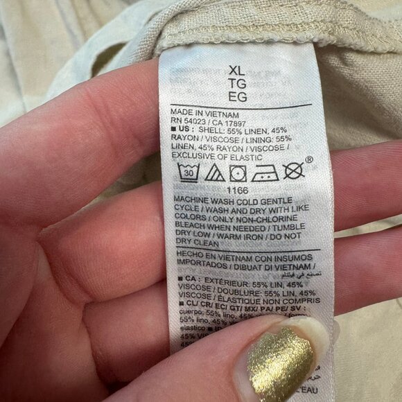 Old Navy linen blend natural color midi sundress smocked size XL C38 - Picture 3 of 5